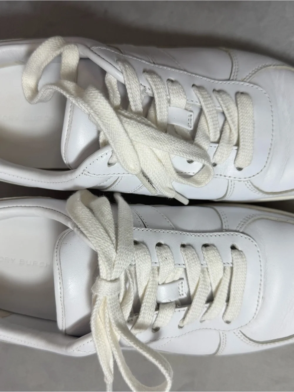Tory Burch Hank Court White Leather Low-Top Lace-Up Sneakers
